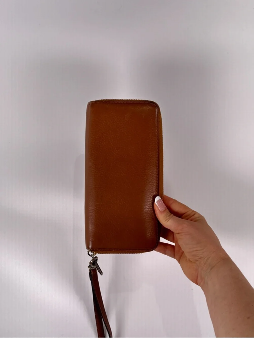 Michael Kors Zip Around Continental Wristlet Wallet Pebbled Leather Brown OS
